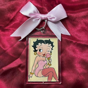 Coquette Keychain: Pink Bow Cartoon Charm - Y2K Clutter Bag