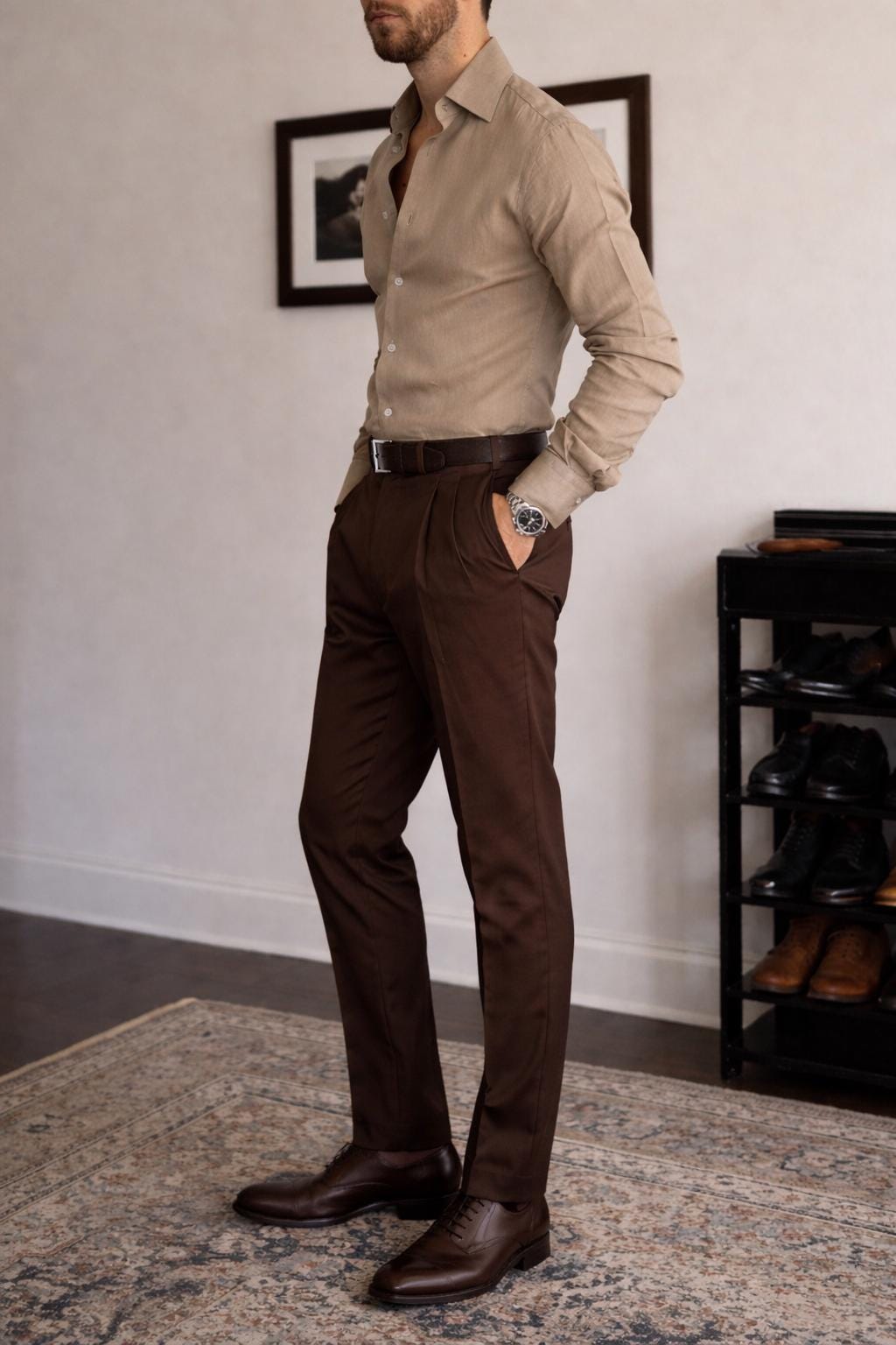 brown pants dress shirt Brown Archer Slim Fit Suit Pants