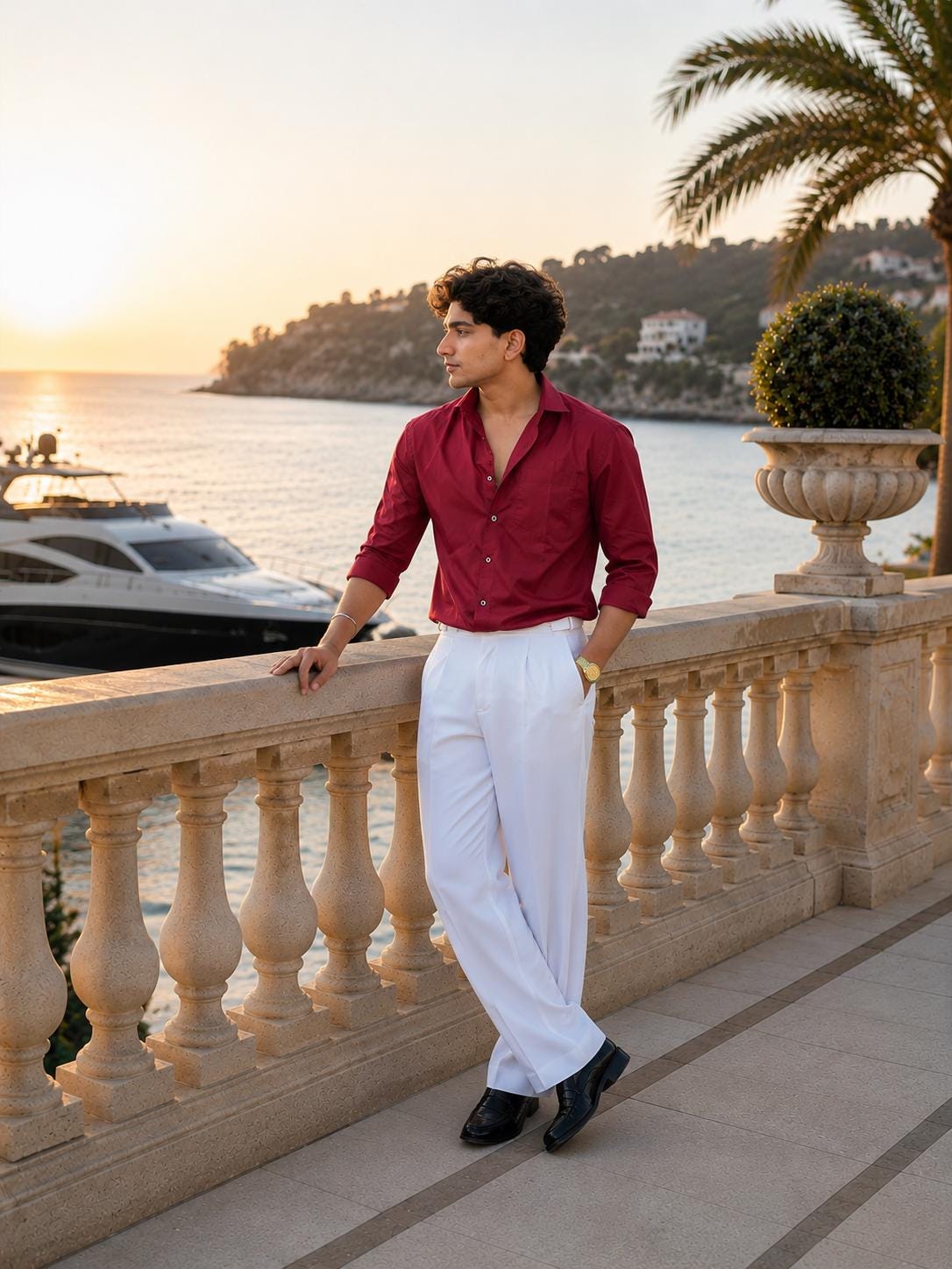 men's white and red dress shirt Men Dress Shirt SG-41-White/Red