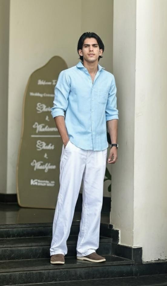 light blue dress pants white shirt VBC Light Blue Tropical Wool Fresco Dress Pant