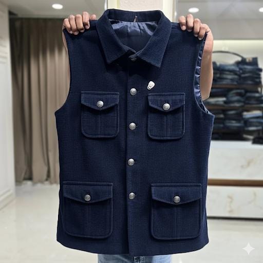 Gilet D'hiver Homme En Velours Côtelé – Matelassé, Coupe-vent, Col Montant, Sans Manches, Confortable Et Respirant