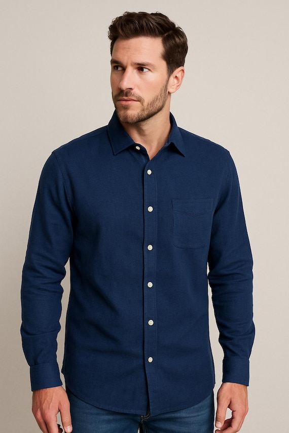navy blue mens dress shirt long sleeve Black n Bianco Boys' Signature Sateen Long Sleeve Dress Shirt in Navy