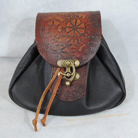 Brown Leather Pouch Bag Cosplay LARP Medieval Reenactment 5/" x 6.5/"