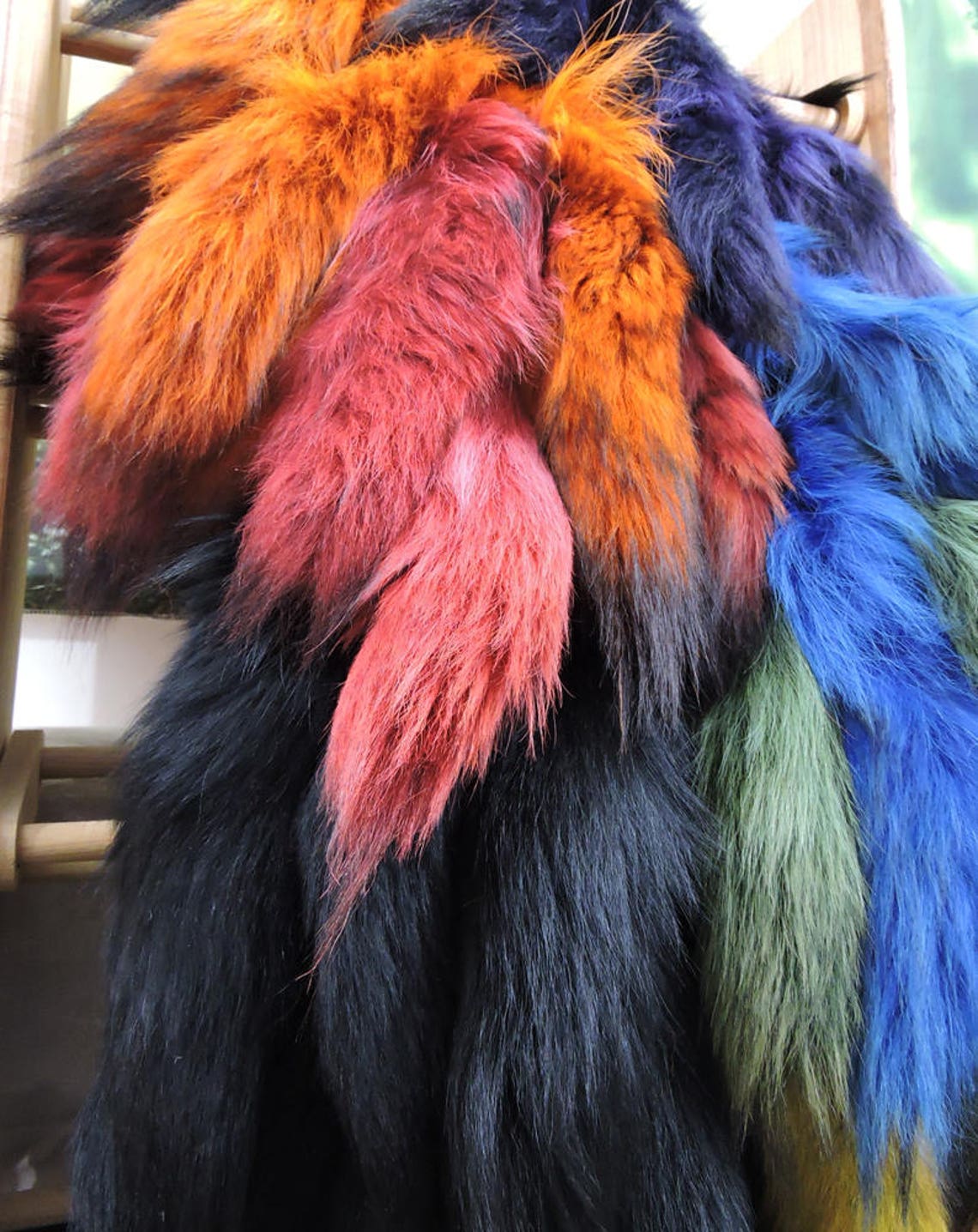 Colored Coyote tail fur tails real | Etsy