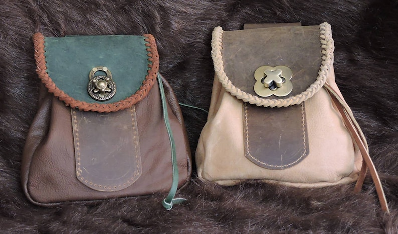 Medieval-LARP-SCA-Reenactment-Leather MEDIEVAL GUSSETED BELT BAG One Size