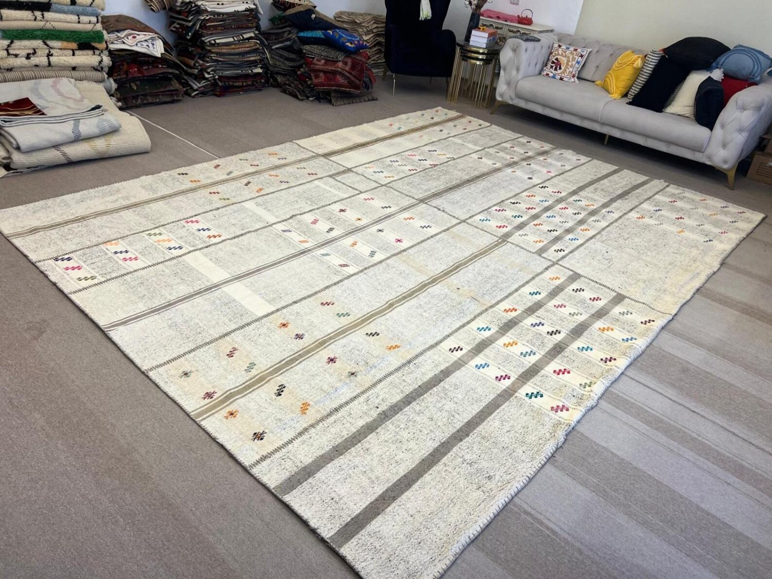 Turkish Patchwork Rugs 10.4x14 Ft Vintage Handwoven Turkish Patchwork Kilim, Gray Flatweave ...