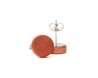 Pink Ivory Wood Stud Earrings