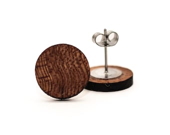 Quilted Sapele Wood Stud Earrings