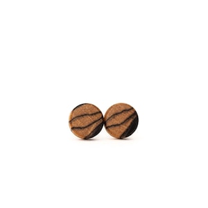 Wooden Stud Earrings, Wooden Post Earrings, Black and White Ebony Wood, Wood Studs, Earrings for Men, Earrings for Women, Stud Earrings