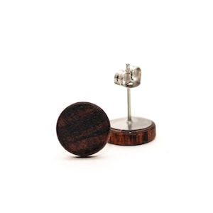 Snake Wood Stud Earrings, Wood Stud Earrings, Womens Wood Studs, Dark Wood Studs, Wooden post Earrings, Men&#39;s Stud Earrings