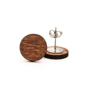 Sucapira Wood Stud Earrings: Hypoallergenic Surgical Steel Posts