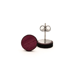 Purple Stud Earrings, Wood Stud Earrings, Purple Heart Wood Stud Earrings, Unisex Stud Earrings, Mens Stud Earrings, Stud Earrings