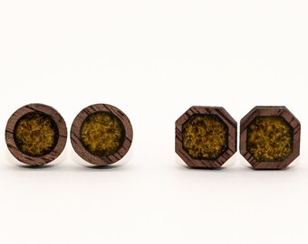 Aztec Gold Wood Stud Earrings
