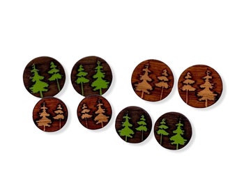 Evergreen Tree Wood Stud Earrings, Tree Stud Earrings, Tree Wood Post Earrings, Wood Stud Earrings, mens woodsy Stud Earring