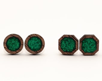 Green Envy Wood Stud Earrings