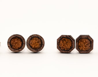 Copper Wood Stud Earrings