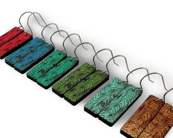 Topographical Rectangular Wood Dangle Earrings