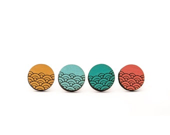 Art Deco Half Circle Teal Studs earrings