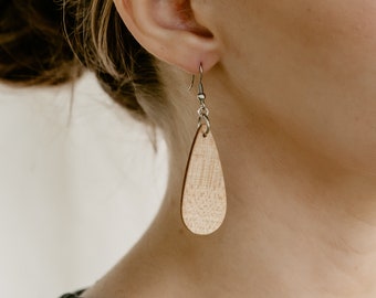 Maple Wood Teardrop Earrings