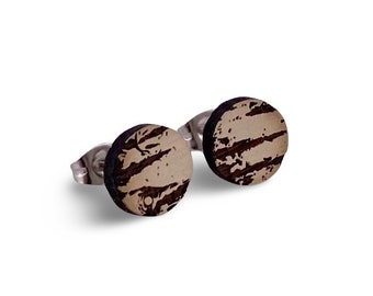 Birch Bark Wood Stud Earrings