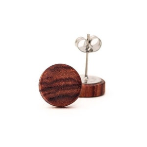 Wooden Stud Earrings, Wood Studs, Orange Studs, Tulip Wood Stud Earrings, Mens Stud Earrings, Womens Studs, Stud Earrings, Wooden Studs