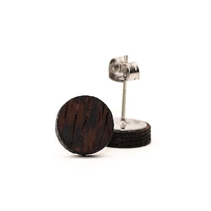 Wenge Wood Stud Earrings, Wood Stud Earrings, Womens Wood Studs, Dark Wood Studs, Wooden post Earrings, Men&#39;s Stud Earrings