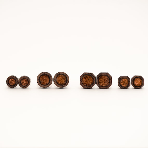 Copper Stud Earrings, Copper Filled Wood Stud Earrings, Unisex Wood Earrings , Women's Earrings, Men's Earrings, Wood Post Earrings