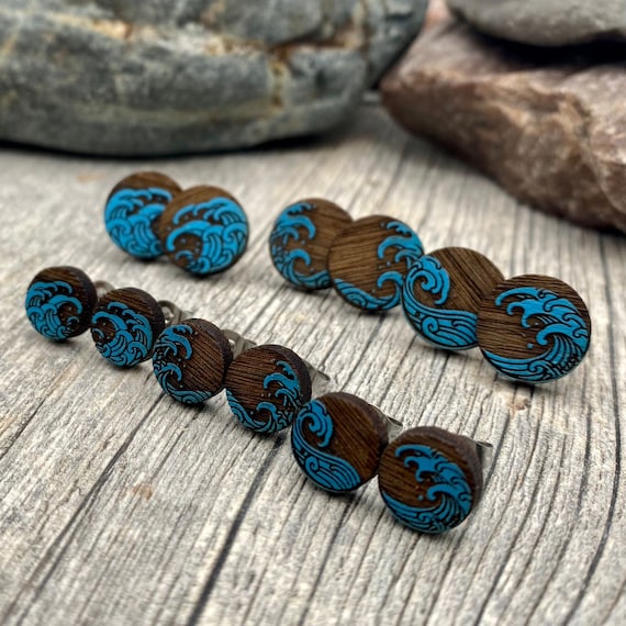 Mens wood cheap stud earrings