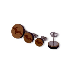 Wooden Stud Earrings, Michigan Upper Peninsula, Wood Stud Earrings, Yooper Earrings, U.P. Wood Earrings, U.P. Earrings, Marquette Michigan image 4
