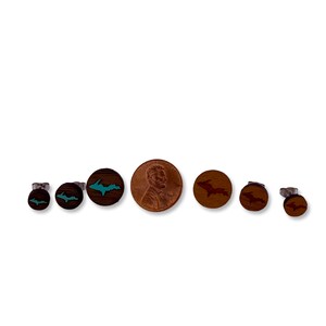 Wooden Stud Earrings, Michigan Upper Peninsula, Wood Stud Earrings, Yooper Earrings, U.P. Wood Earrings, U.P. Earrings, Marquette Michigan image 2