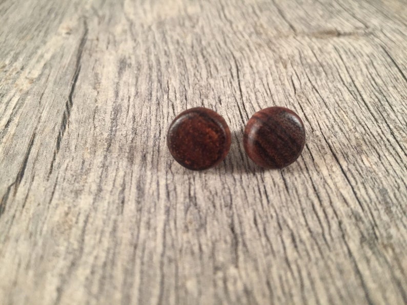 Holz Ohrstecker Ohrringe Cocobolo Dunkel Rundholz Fake Etsy