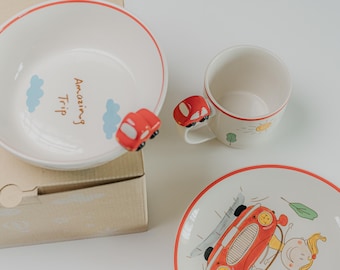 Our Trip Ceramic Kids 4-Piece Dining Set
