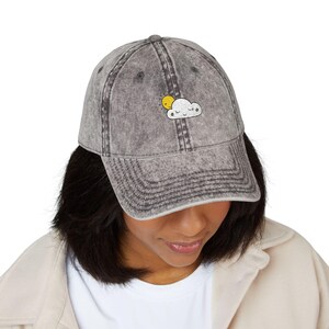 Vintage Embroidered Cap with Sunny Cloud Design, Casual Hat, Perfect Gift for Friends, Summer Accessory, Outdoor Fun
