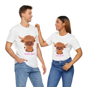 Adorable Highland Cow Print T-Shirt: A Moo-rific Gift for Animal Fans of All Ages!