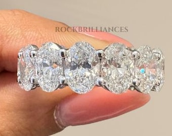 Oval Lab Grown Diamond Eternity Band – 14K Gold Five Stone Ring