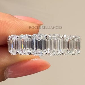 Emerald Cut Lab Grown Diamond Eternity Band, Wedding Band, Lab Diamond Wedding Band, Anniversary Gift Ring, Emerald Cut Diamond Band .