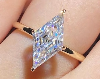Kite Cut Lab Grown Diamond Engagement Ring: 10K Yellow Gold Solitaire