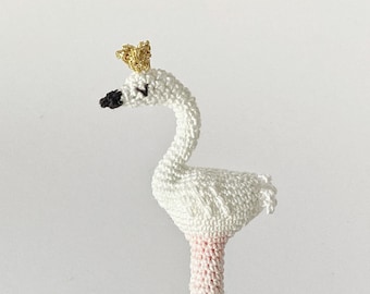 Crayon cygne, topper animal au crochet avec stylo