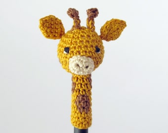 Giraffe pencil topper on rainbow pencil