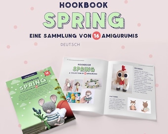 Livre au crochet "Hookbook SPRING" - 16 modèles de crochet amigurumi en allemand - poupées au crochet, animaux au crochet et fleurs sur le thème du printemps