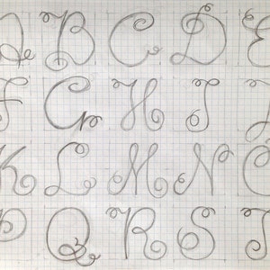 Initial letter with flourish, Wall hanging lettering image 5