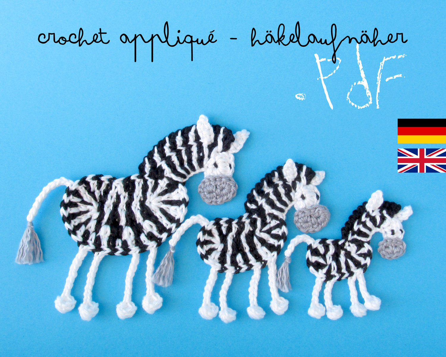 21 Crochet Filet Charts with Blankets, Doilies, and Appliqués 5 Zebra Appliqué Crochet Pattern