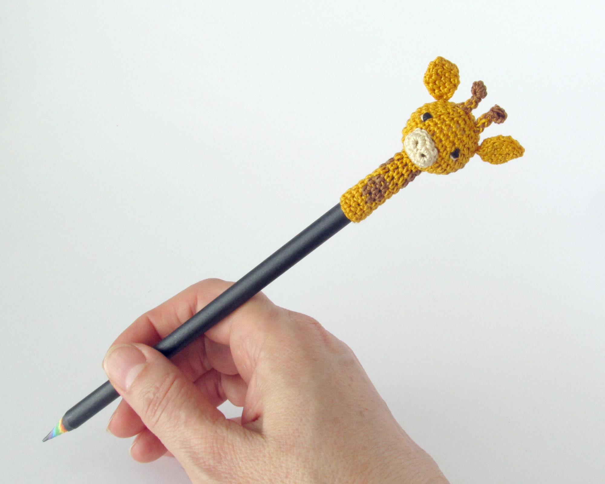 Lápiz de jirafa lindo accesorio de animal de ganchillo con - Etsy
