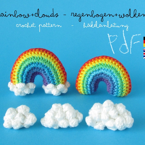 Crochet Pattern 3D-Rainbow with Clouds