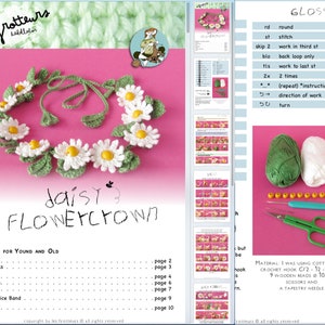 Crochet Pattern Flower Crown, Daisy hair band tutorial image 2