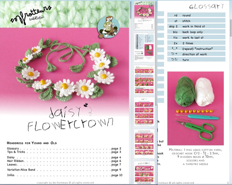 Crochet Pattern Flower Crown, Daisy hair band tutorial image 2