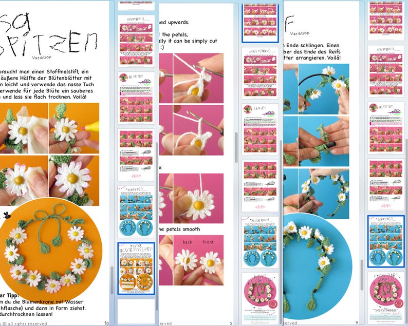 Haakpatroon voor een bloemenkroon, tutorial voor een madeliefjeshoofdband afbeelding 6