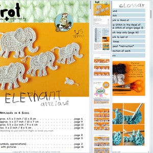 Elephant Appliqué Crochet Pattern, 4 sizes with little mouse tutorial image 2