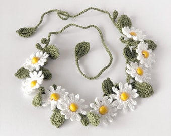 Couronne de fleurs, coiffe florale avec marguerites