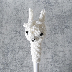 White Llama Pencil, handmade Topper with Pen, small gift for animal lovers